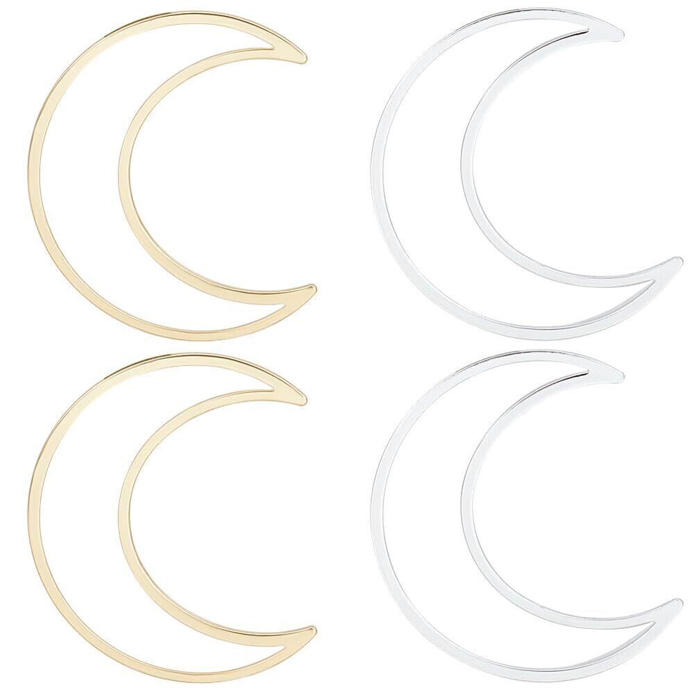 5221 10Pcs Moon Linking Rings 18K Gold Plated Brass Earrings Beading Hoop
